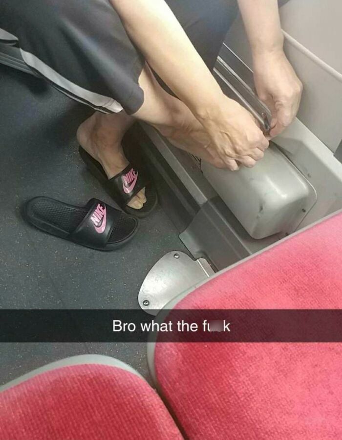 Some Guy Clipping His Toe Nails On City A Bus