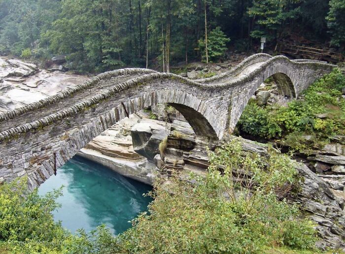 Ponte Dei Salti A Bridge With Knee-High Sides In Ticino (Southern Switzerland)