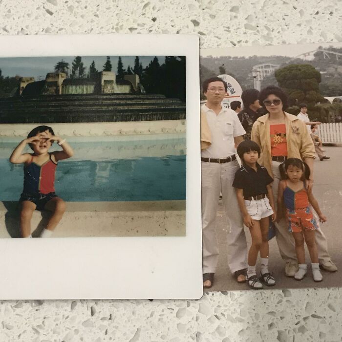 Childhood Photos Of Me In The United States, And My Wife In Korea, Wearing The Same Tank Top