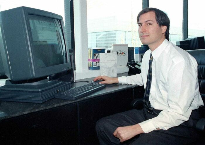 April 4, 1991. Steve Jobs Poses For The Press With His Nextstation Color Computer At The Next Facility In Redwood City, California