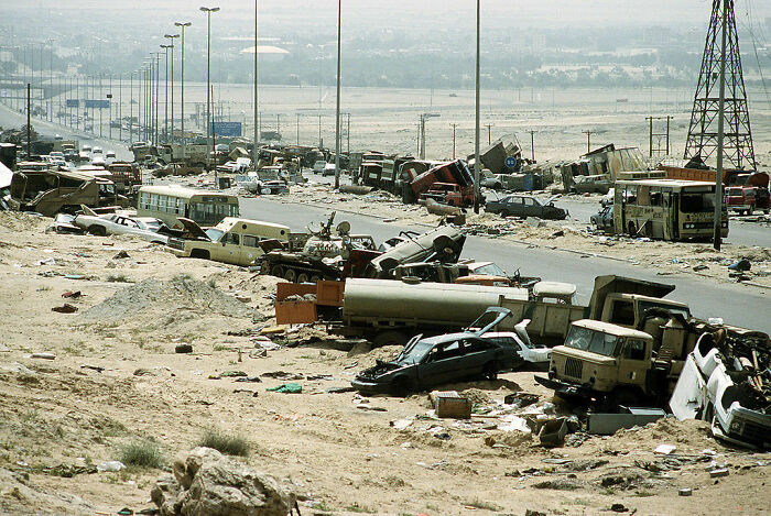 April 18, 1991. Highway Of Death Photographed By Tech. Sgt. Joe Coleman