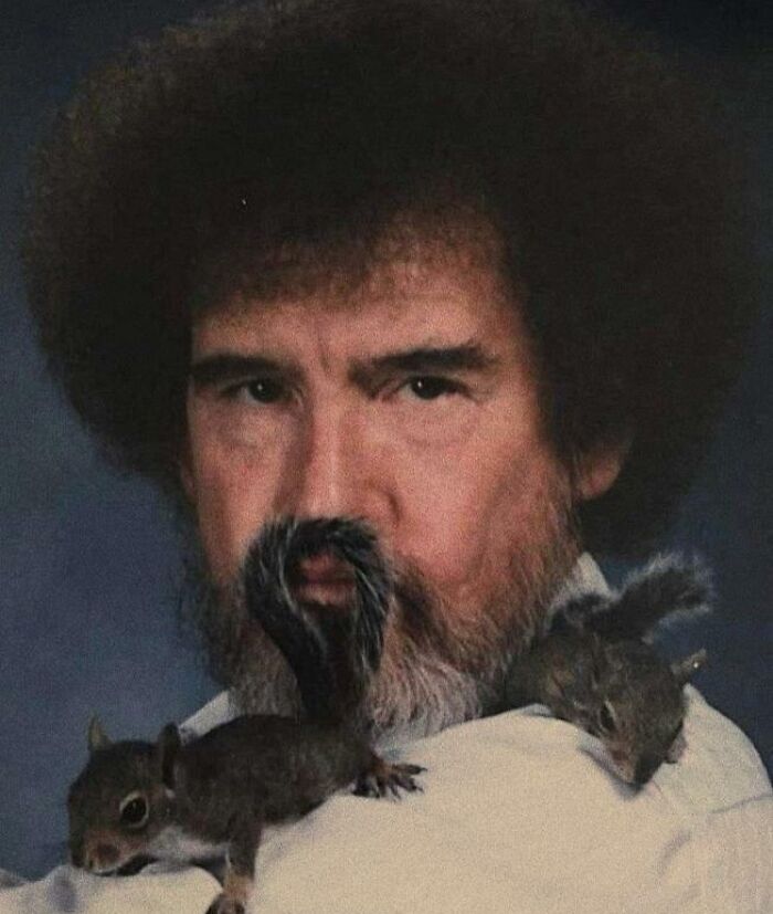 Bob Ross With His Pet Squirrels - 1991