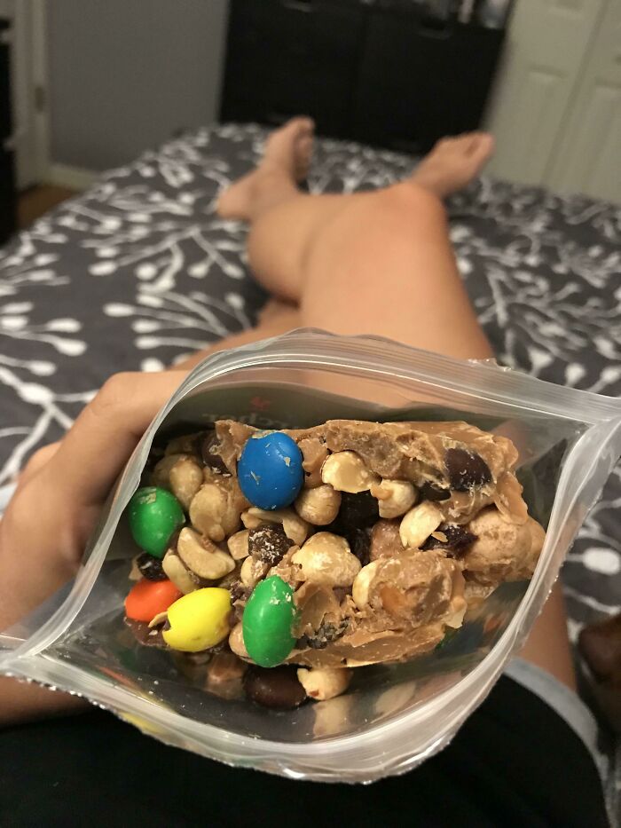 Trail Mix Melted In The Hot Car So Now I Have To Eat It As One Big Piece