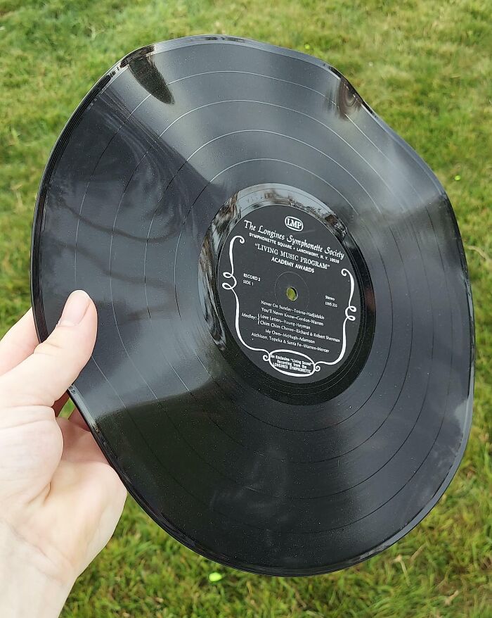 I Went To A Graduation Party One Day And It Got So Hot That It Melted Some Vinyl Records And Made For An Accidental Great Decoration