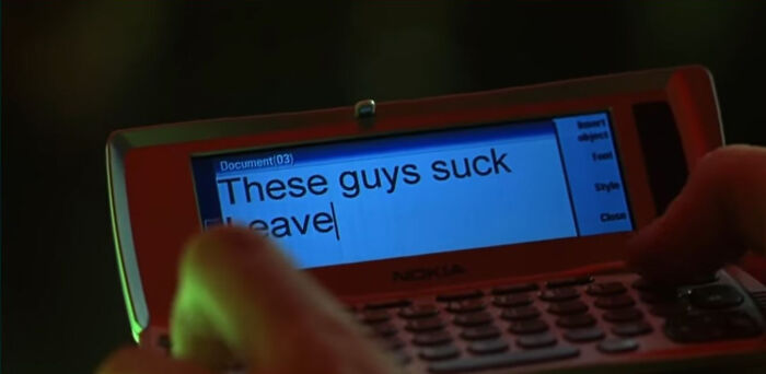 School Of Rock (2003) In The Beginning Of The Movie, During The Performance Of Deweys Band We See One Of The Audience Members Text Their Friends Saying The Band Sucks. However We Can Clearly See That The Audience Member Is Actually Texting No One And Is Just Typing Into A Text Document