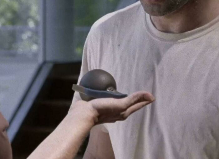 S1e6 Of The Walking Dead The M67 Grenade, Rick Uses To Escape The Cdc, Safety Lever Is Painted Blue Indicating Its Only A Training Grenade