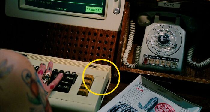 John Wick: Chapter 3 – Parabellum (2019) – Operator Typing On Commodore Vic-20 (Or 64) That Is Missing Power Cable, Also LED Power Indicator Is Off. At Least, Power Button Is On