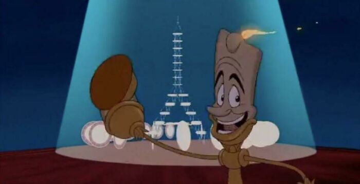 In Beauty And The Beast (1991) When Lumière Is Singing ‘Be Our Guest’, During The Line “...after All Miss This Is France.” The Dishes Form The Shape Of The Eiffel Tower...but According To Sources, Beauty And The Beast Takes Place Somewhere From 1790-1880...eiffel Tower Was Built In 1887
