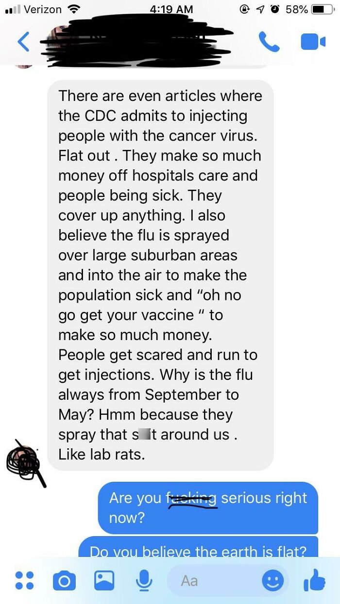 My Sister Stoped Vaccinating Her Kids And Now Thinks The Government Is Spraying The Flu Virus On Cities To Make Us All Sick