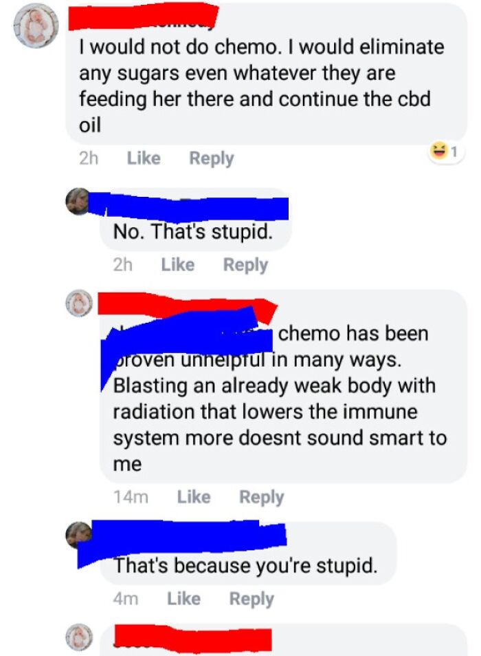 She (Red) Commented This On A Post About 2 Year Old Girl Currently Dying Of A Super Rare Cancer