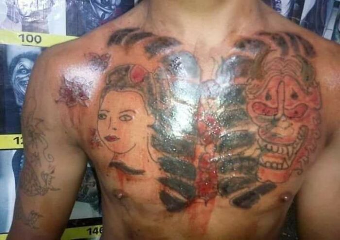 Not Even Sure If This Is A Tattoo Or An Attempted Murder At This Point