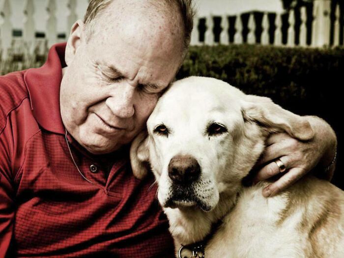 Blind Owner Michael Hingson With His Guide Dog Roselle, Who LED Him And 30 Others Down 78 Stories Out Of The World Trade Center On 9/11