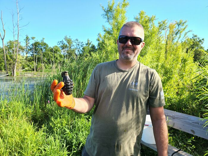 My Buddy Don And I Went Fishing The Other Day....he Started The Day Off With A Practice Hand Grenade