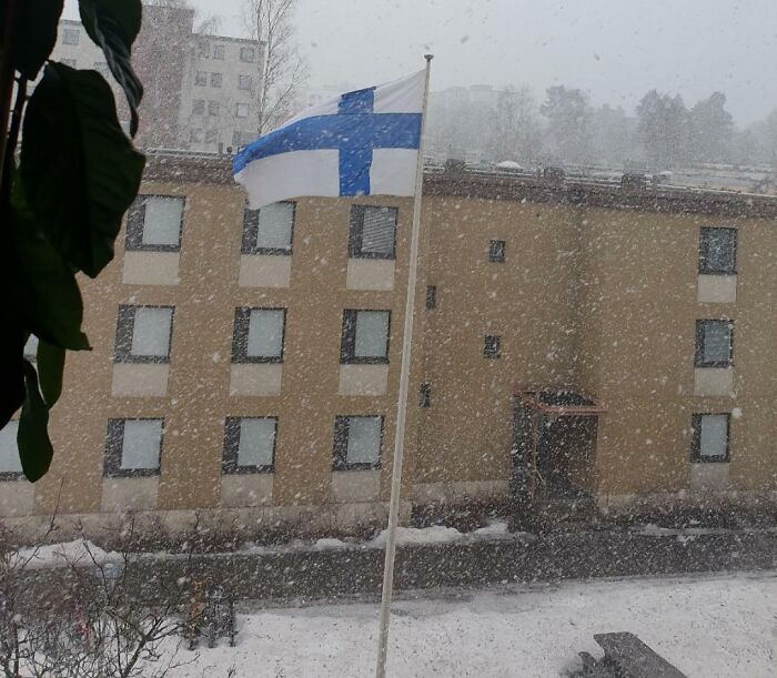 April In Finland. It Was Sunny And I Was Getting Ready To Go Cycling, Good Thing I Looked Outside Before Leaving