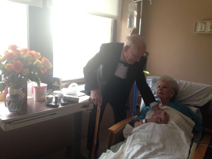 This Gentleman Showed Up With Flowers And In A Tux To Visit His Wife In The Hospital For Their 57th Anniversary