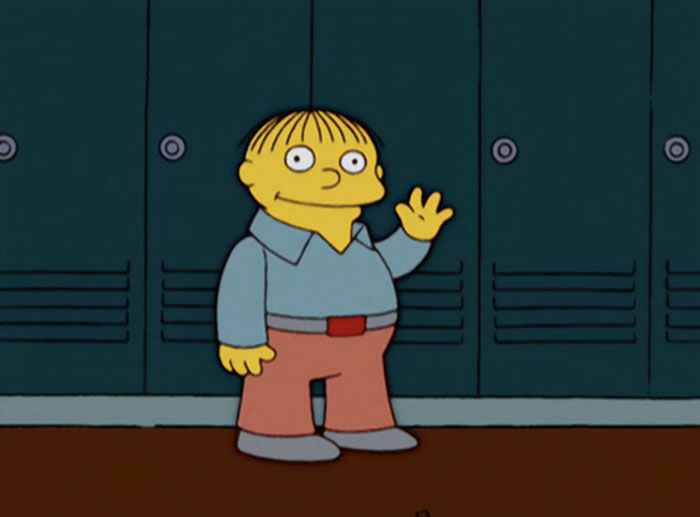 The Simpsons character Ralph Wiggum is waving