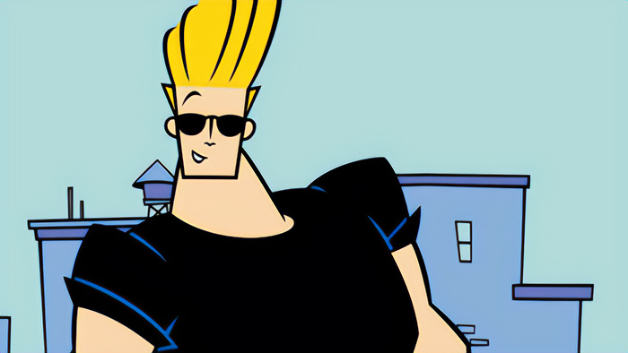 Johnny Bravo character Johnny Bravo is standing and smiling