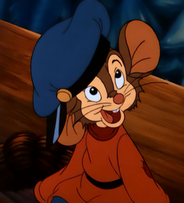 An American Tail character Fievel Mousekewitz is happy