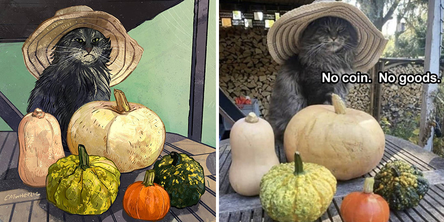 Artist Takes Cat Memes To A Whole New Level By Making Amazing Art With Them