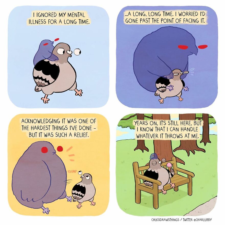 Artist Who Lives With Anxiety And Depression Creates A Pigeon As The Narrator Of His Comics That Will Bring A Smile To His Face (Interview With Artist)