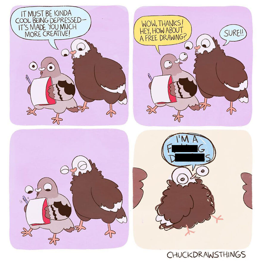 Artist Who Lives With Anxiety And Depression Creates A Pigeon As The Narrator Of His Comics That Will Bring A Smile To His Face (Interview With Artist)