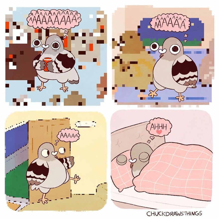 Artist Who Lives With Anxiety And Depression Creates A Pigeon As The Narrator Of His Comics That Will Bring A Smile To His Face (Interview With Artist)