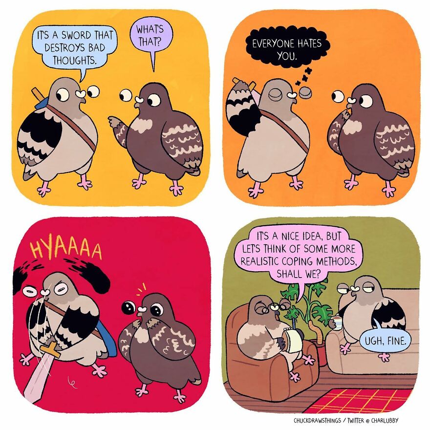 Artist Who Lives With Anxiety And Depression Creates A Pigeon As The Narrator Of His Comics That Will Bring A Smile To His Face (Interview With Artist)