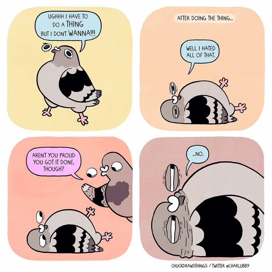 Artist Who Lives With Anxiety And Depression Creates A Pigeon As The Narrator Of His Comics That Will Bring A Smile To His Face (Interview With Artist)