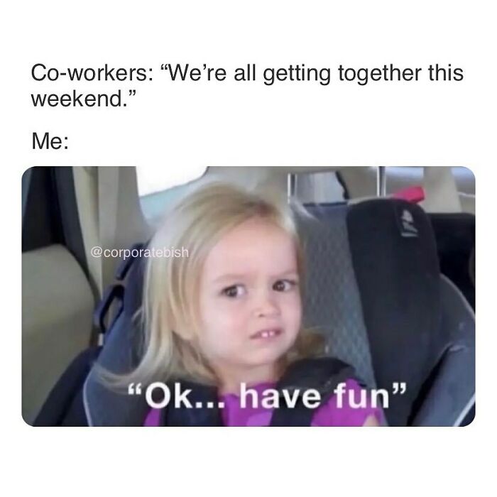 No Thanks Susan
.
#corporatelife #corporatememes #bish #corporatebish #memesdaily #officememes #workmemes #worklife #memes #corporatemillennial #workjokes #officejokes #workhumor #workfromhomememes #workplacememes #corporatehumor #officelife #millennial #millennialmemes #millennials #workplacememes #happyweekend #weekendvibes #weekendmemes #weekendmood