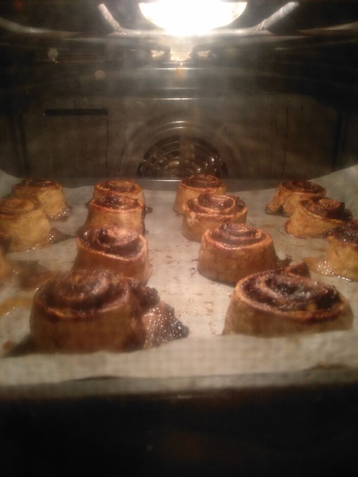 I Usually Skip Breakfast, But Look At These Buttery, Flaky Cinnamon Rolls With Honey, Fresh With A Glas Of Milk