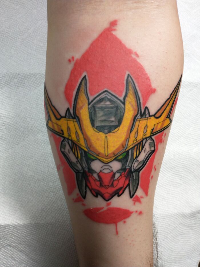 The Head Of Gundam Barbatos Lupus Rex, And The Tekkadan Logo From Iron Blooded Orphans