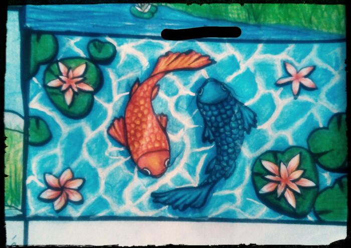 My First Ever Y&y Koi Fish Color Pencil Drawing :)