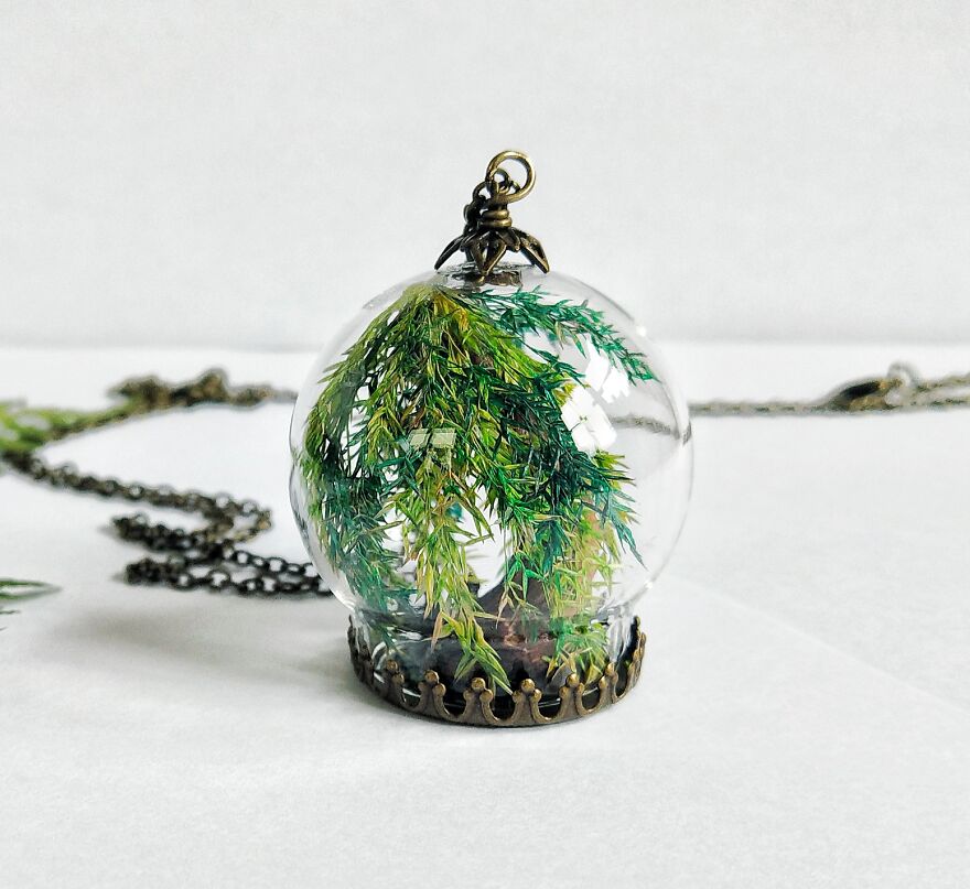 Miniature Weeping Willow Tree In A Glass Globe Pendant