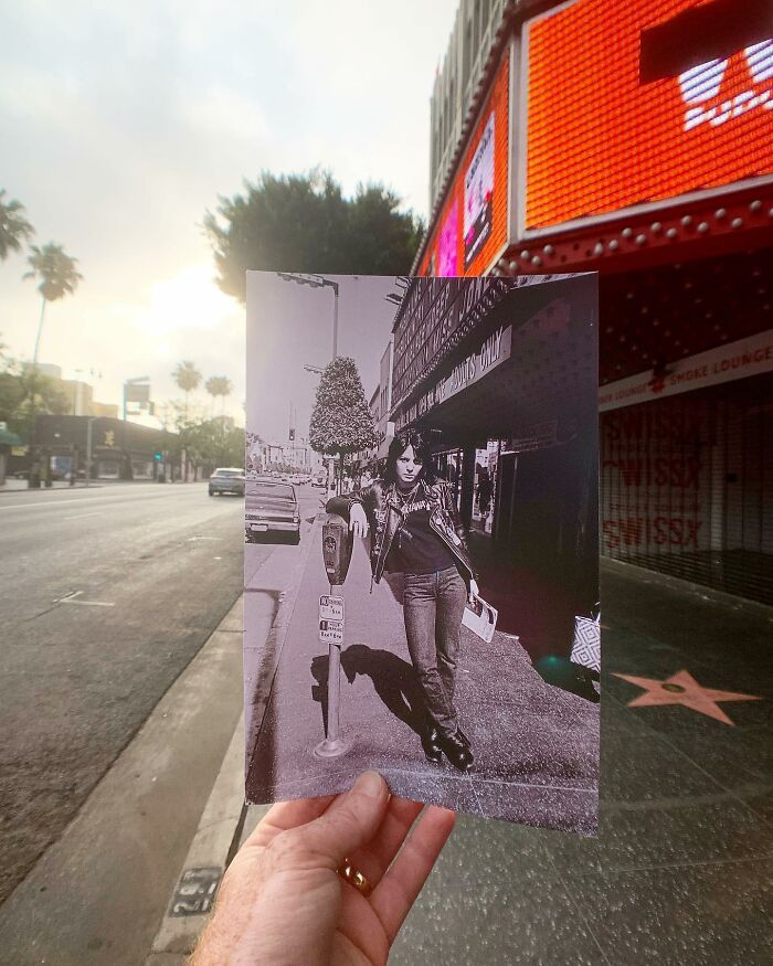 Joan Jett In Front Of The Old Pussy Cat Theatre Located At 6656 Hollywood Blvd, 1977. Taken By Brad Elterman