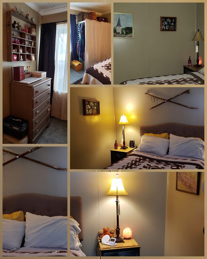 I Made The Afghan. My Grandmother Painted The Art, Including The Framed Rock Slabs