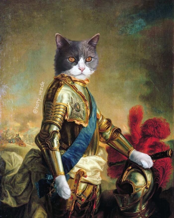 Russian Artist Surprises His Followers By Turning Cats Into Renaissance Paintings (78 Pics)