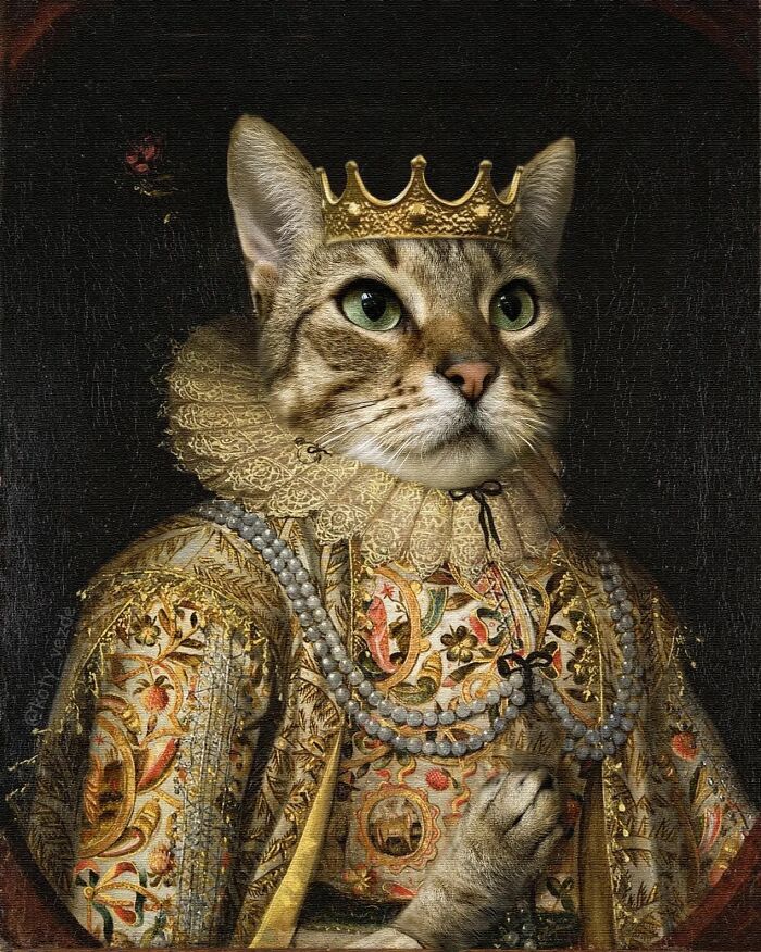 Russian Artist Surprises His Followers By Turning Cats Into Renaissance Paintings (78 Pics)