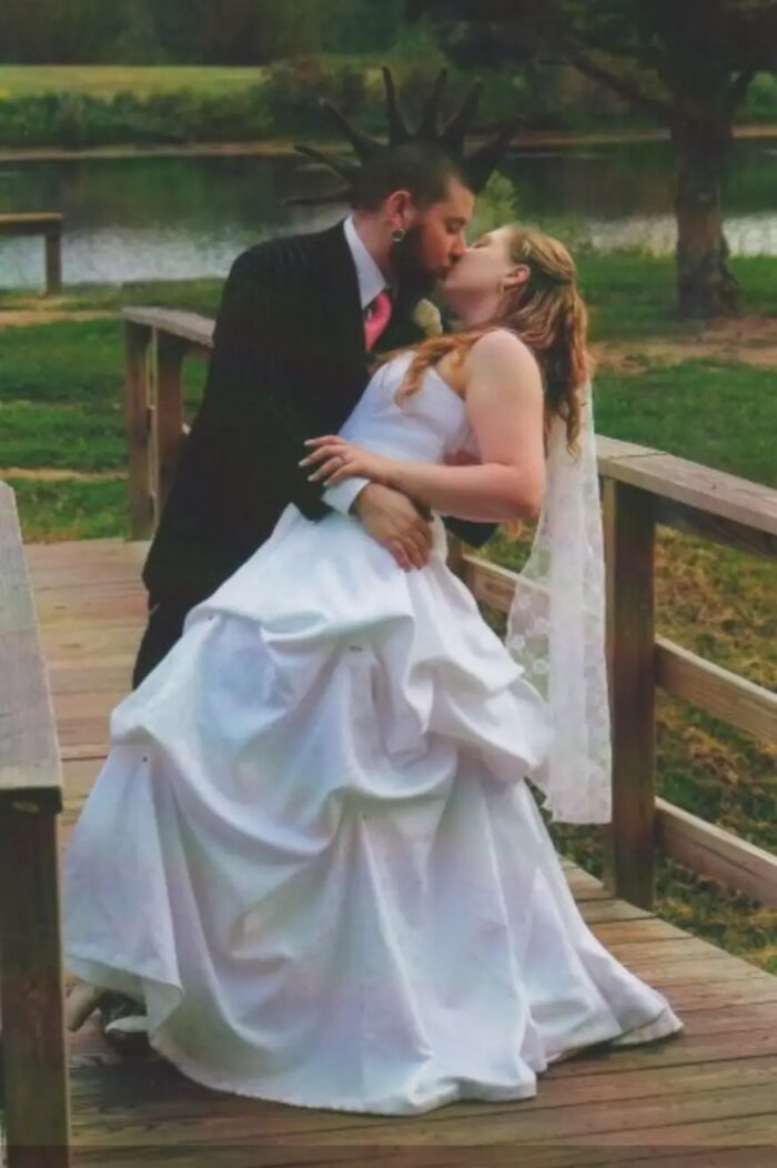 Dress Was Hand Sewn By My Husbands Mom. Including The Had Beading On The Bodice. She Used The Left Over Material To Make Me A Dressing Gown.she Used