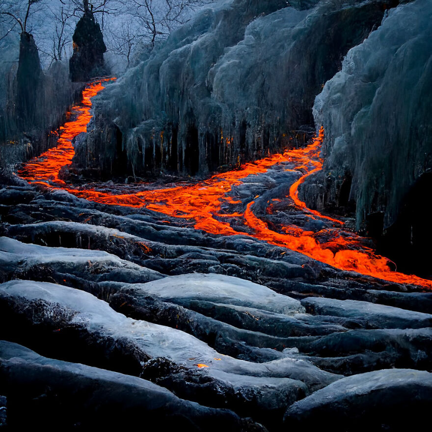 Frozen Lava River
