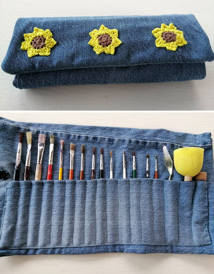 My Girlfriend Made Me This Cute Brush Holder From Old Jeans