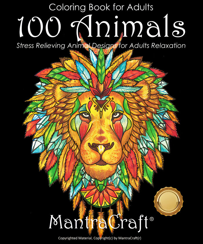 "100 Animals Coloring Book" By Mantracraft