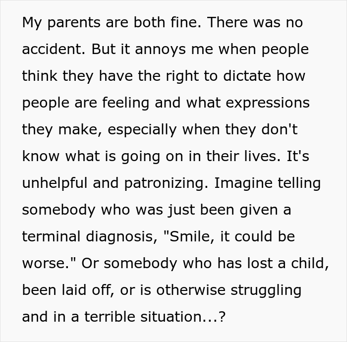 Woman Shares How She Had To Lie To A Stranger About Her Parents Recently Dying To Teach Him Not To Require Smiles From Women Woman Shares How She Had To Lie To A Stranger About Her Parents Recently Dying To Teach Him Not To Require Smiles From Women