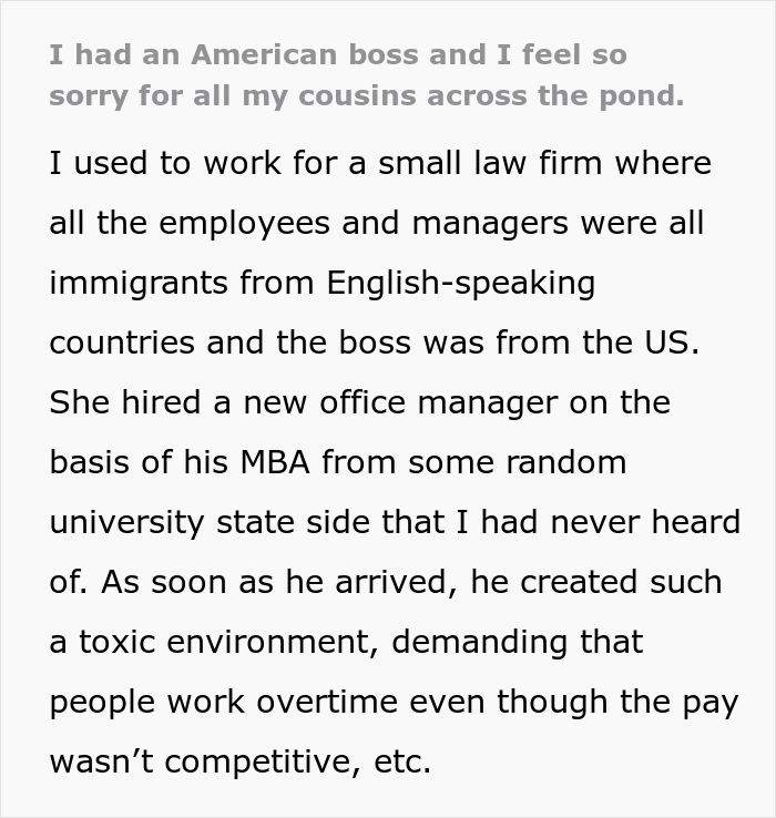 "As Soon As He Arrived, He Created Such A Toxic Environment": Person Shares Their Horrible Experience Working For An American Boss "As Soon As He Arrived, He Created Such A Toxic Environment": Person Shares Their Horrible Experience Working For An American Boss