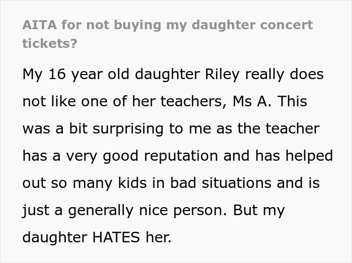 Mom Can’t Understand Why Her Daughter Would Call Her Teacher’s Son “Anorexic And Skeleton-Like”, Won’t Buy Her Concert Tickets