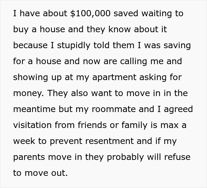 Daughter Is Upset Her Parents Only Listen To Her When They Need Money, So She Doesn't Give Them Any Despite Them Being Homeless Daughter Is Upset Her Parents Only Listen To Her When They Need Money, So She Doesn't Give Them Any Despite Them Being Homeless
