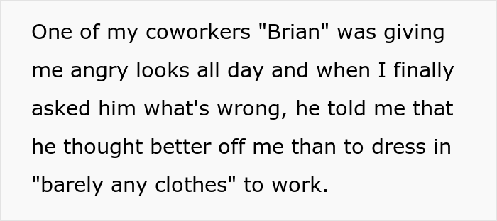 Woman Gets Called Out By Coworker For Wearing "Barely Any Clothes", Claps Back At Him, Wonders If She Crossed The Line