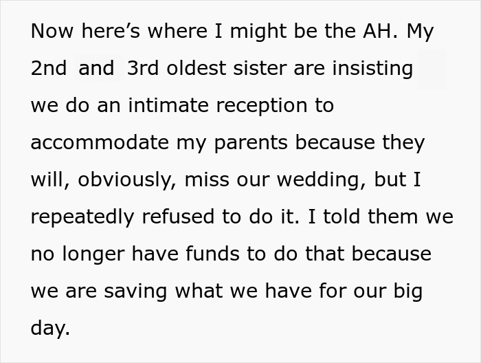 Bride-To-Be Asks If She's Wrong To Be Angry With Parents For Going On Vacation Instead Of Attending Her Wedding