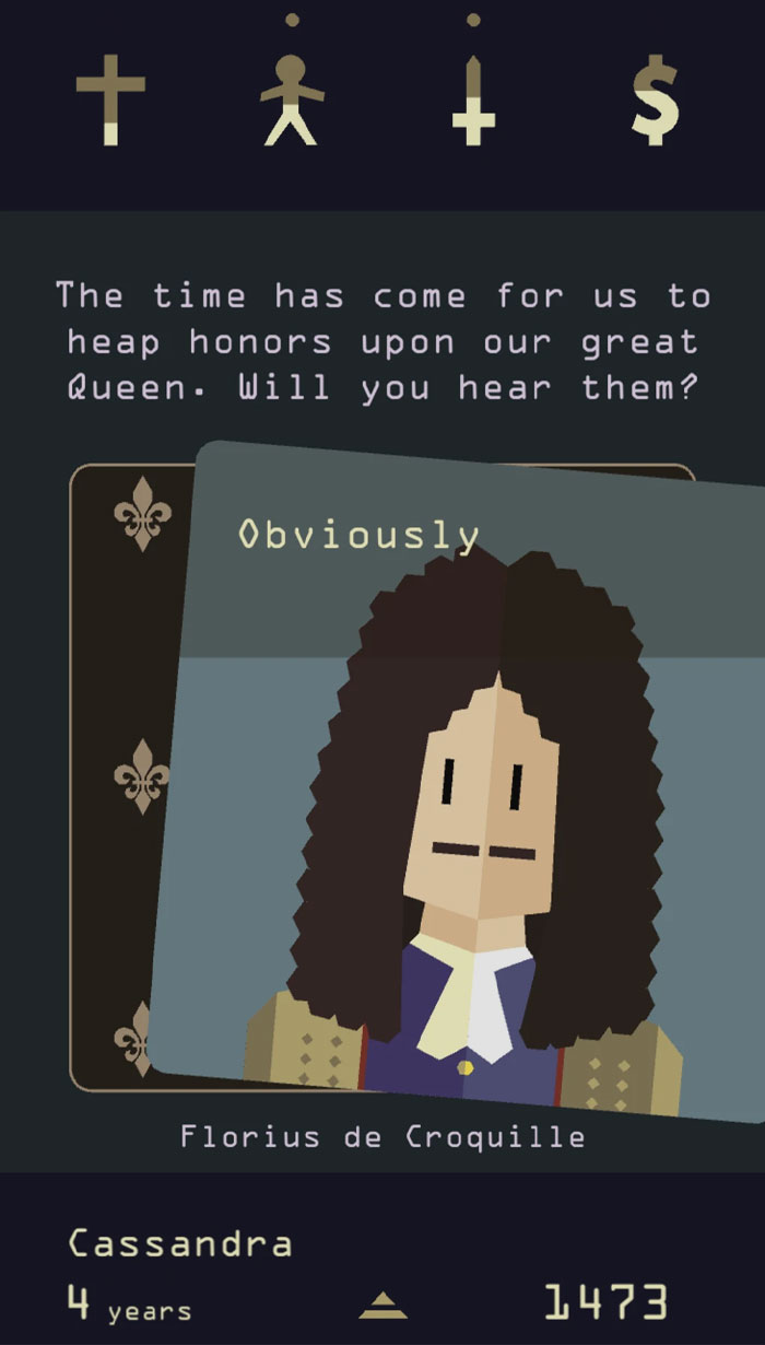 Reigns: Her Majesty gameplay 