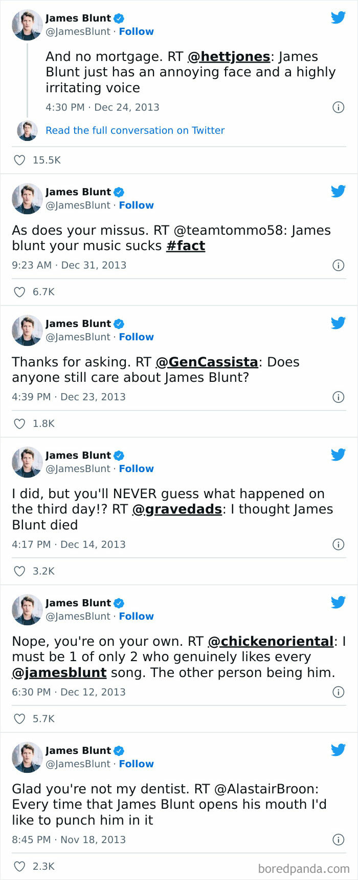 James Blunt's Twitter Presence