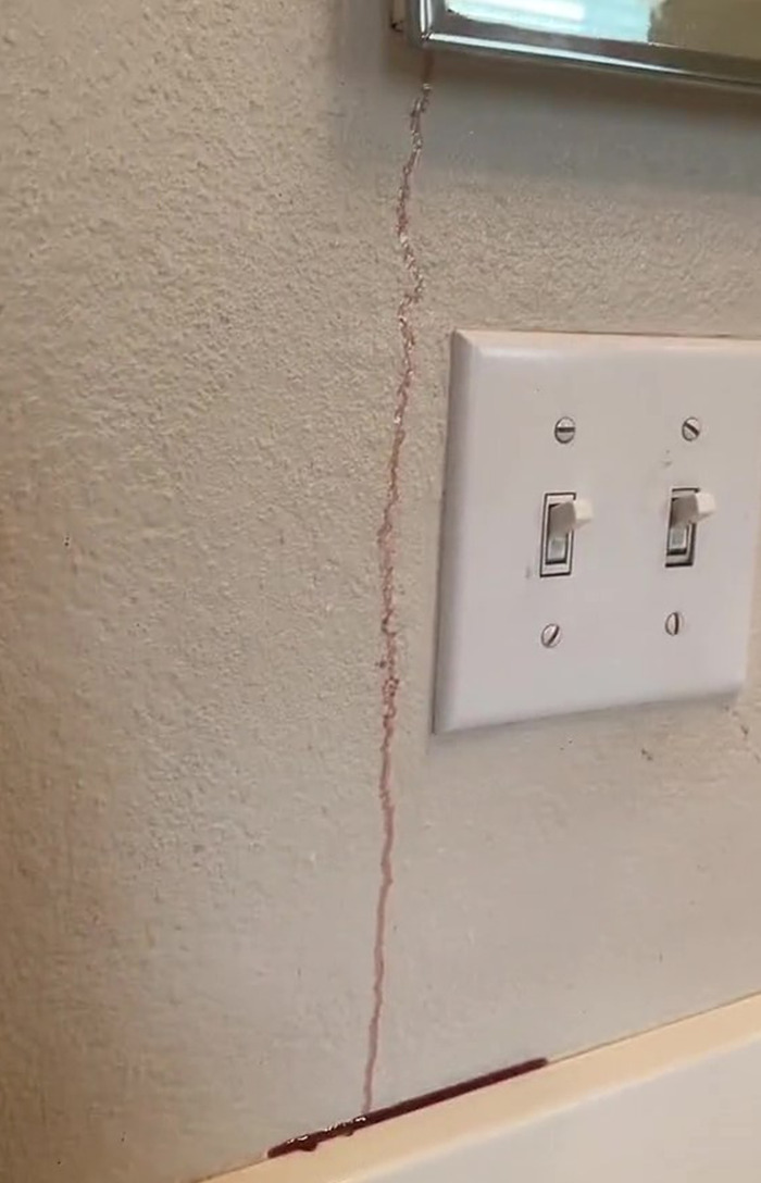 Woman Records Her Efforts To Find Out What Is The Cause Of Her Bathroom Cabinet “Bleeding”, Asks The Internet For Help Woman Records Her Efforts To Find Out What Is The Cause Of Her Bathroom Cabinet “Bleeding”, Asks The Internet For Help